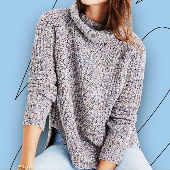Madewell ‘Colorfleck Ribbed Turtleneck Sweater’ in “Donegal Mink” Size Small - Picture 1 of 16